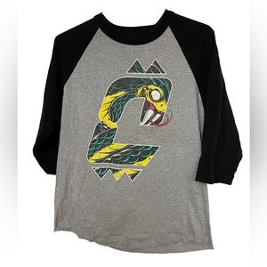 CUKUI Retro Snake VIPER Two Toned Baseball 3/4 Sleeve Men’s L T-Shirt